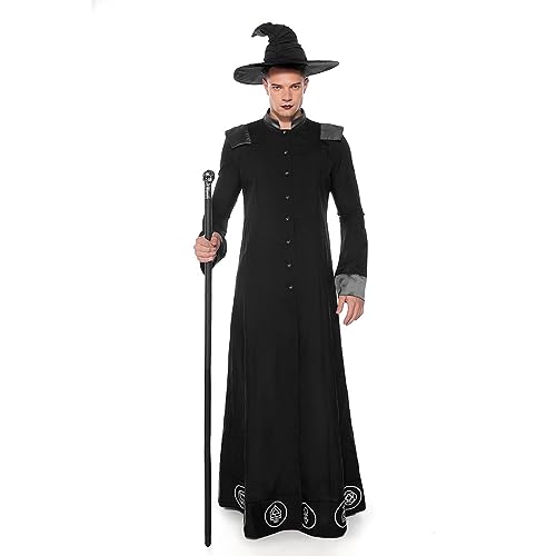 vohiko Halloween Kostüm Herren Zauberer Robe Cosplay Kostüm Gothic Kleidung Mittelalter Kleidung Karneval Kostüm Faschingskostüme Männer von vohiko