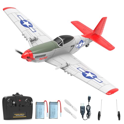 VOLANTEXRC P51D 2CH 2,4GHz ferngesteuertes Flugzeug mit 2 Batterien, RC Plane RTF, 2 Kanal RC Flugzeug für Anfänger, Kinder, Erwachsene von VOLANTEXRC