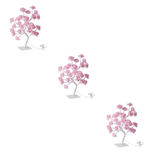 vreplrse 3 Satz von Künstliche Bonsai Baum Lichter – farbwechselnde Rosenbaum Lampe, ferngesteuert, energiesparend, farbwechselndes Licht, PVC Rosa, Rose, weißer Stab, Rosa Rose, weißer Stab 3Satz von vreplrse