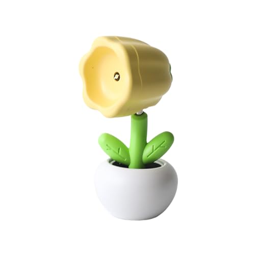 vreplrse Mini Blumentopf Nachtlicht, kreatives Cartoon Desktop Ornament, Stabiler Boden und stabile Platzierung, Geschenkkugel aus Kunststoff, Gelb von vreplrse