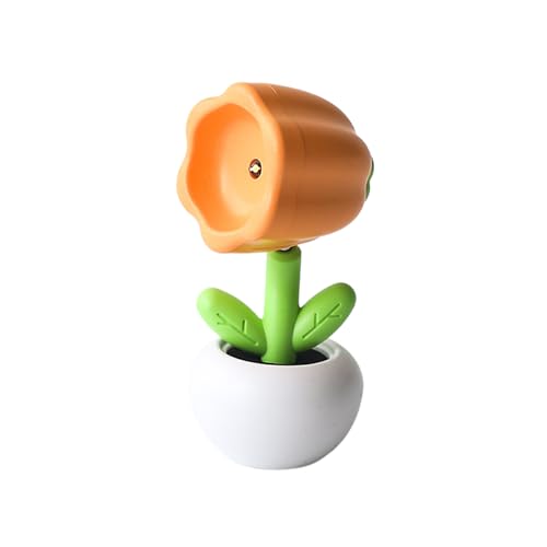 vreplrse Mini Blumentopf Nachtlicht, kreatives Cartoon Desktop Ornament, Stabiler Boden und stabile Platzierung, Geschenkkugel aus Kunststoff, Orange von vreplrse