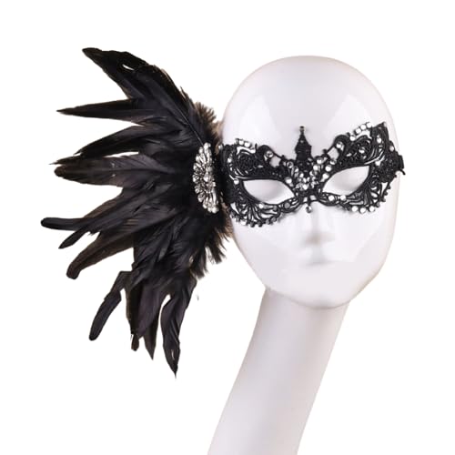 vsilay Venezianische Maske, Augenmaske, Federn, Halbgesichtsmaske, Augenmaske für Maskerade, Abschlussbälle, Halloween-Party, Cosplay, Fotoshooting-Geschenk von vsilay