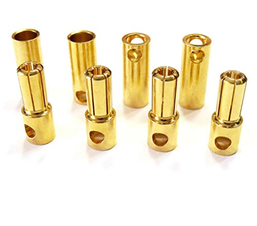 5 Paar (10 Stück) 5.0mm 5.0 Goldkontaktstecker Goldstecker Stecker Buchse Male Female Hochstrom Lipo Akku ESC Motor Kabel RC Löten DIY (5,0mm) von vuniversum