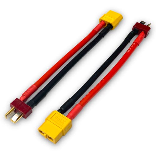 vuniversum 2X Stück Premium Adapter XT60 Stecker Female auf T-Stecker T-Dean Male 10cm 12AWG Hochstrom Silikonkabel für Lipo Akku 60A Modellbau vuniversum 2X Stück Premium Adapter XT60 Stecker Female auf T-Stecker T-Dean Male 10cm 12AWG Hochstrom Silikonkabel für Lipo Akku 60A Modellbau von vuniversum