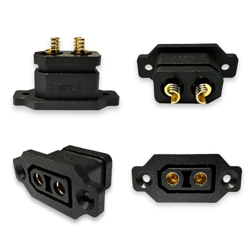 vuniversum 4 Stück XT90E-F 2Pin montierbarer männlicher weiblicher Steckverbinder Einbaustecker für RC Modell Multicopter Flugzeug Auto Boot Drohne (XT90E-F) von vuniversum