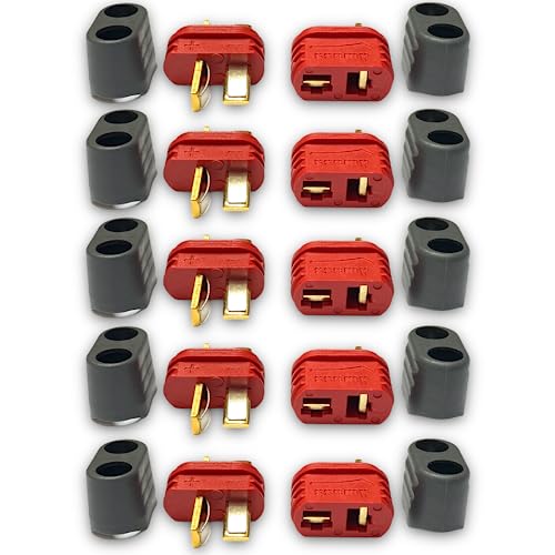 vuniversum 5 Paar T-Dean Amass 2pin männlicher weiblicher Steckverbinder Goldstecker für RC Modell Multicopter Flugzeug Auto Boot Drohne (T-Dean Amass) von vuniversum