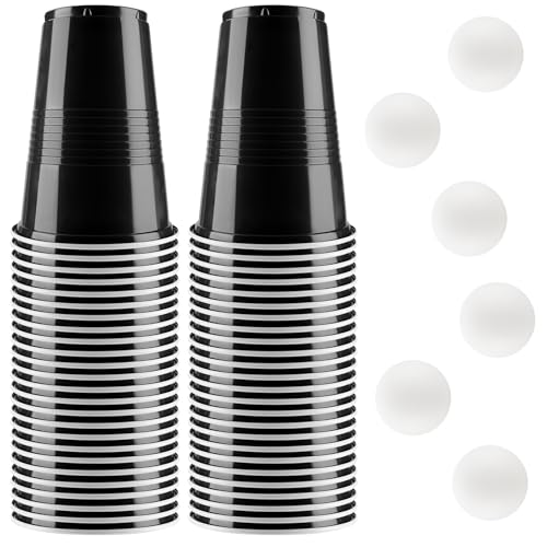 Bierpong Becher Set, Beer Pong Becher Enthält 6 Tischtennisbälle und 50 Becher, 500ML Beerpongbecher, Wiederverwendbare Partybecher für Weihnachten Party Geburtstag Festivals Hochzeit Camping(Schwarz) Bierpong Becher Set, Beer Pong Becher Enthält 6 Tischtennisbälle und 50 Becher, 500ML Beerpongbecher, Wiederverwendbare Partybecher für Weihnachten Party Geburtstag Festivals Hochzeit Camping(Schwarz) von vvhippo