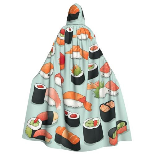Unisex-Kostüm, köstlicher Sushi-Druck, Kapuzenmantel, Kostümparty, Halloween-Umhang, Motto-Party-Umhang. von vvhmghda