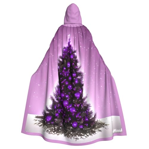 vvhmghda Unisex-Bademantel mit Kapuze und violettem Weihnachtsbaum-Aufdruck, Kostümparty, Halloween-Umhang, Motto-Party-Umhang. von vvhmghda