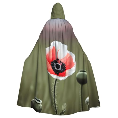 vvhmghda Unisex-Bademantel mit Mohnblumen-Aufdruck und Kapuze, Kostüm, Party, Halloween, Motto-Party-Umhang. von vvhmghda