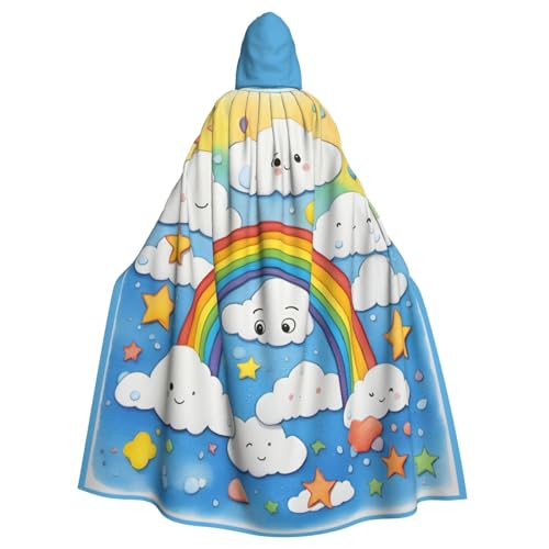 vvhmghda Unisex-Bademantel mit Regenbogen, Wolken, Regentropfen-Druck, Kostüm, Kostümparty, Halloween-Umhang, Motto-Party-Umhang. von vvhmghda