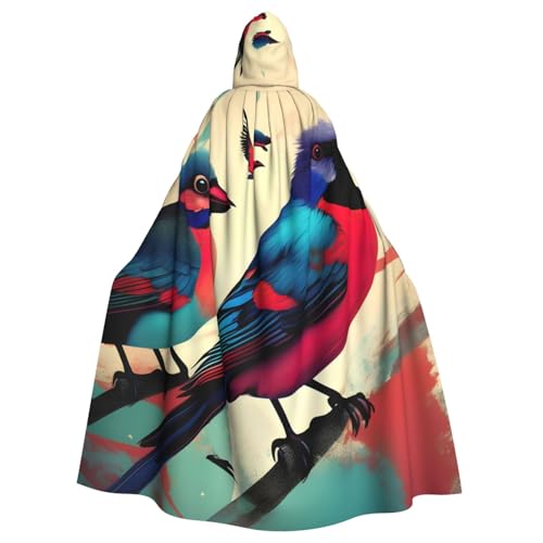 vvhmghda Unisex-Bademantel mit Vogel-Aufdruck, Kapuzenmantel, Kostümparty, Halloween-Umhang, Motto-Party-Umhang. von vvhmghda