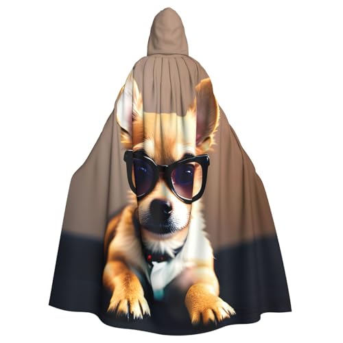 vvhmghda Unisex Chihuahua-Hunde-Brille, 1 Aufdruck, Kapuzenmantel, Kostüm, Party, Halloween-Umhang, Motto-Party-Umhang. von vvhmghda