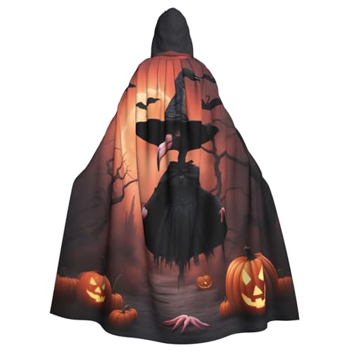vvhmghda Unisex Halloween Flamingo Hexenhut Druck Kapuze Robe Umhang Kostüm Party Halloween Umhang Motto Party Umhang von vvhmghda