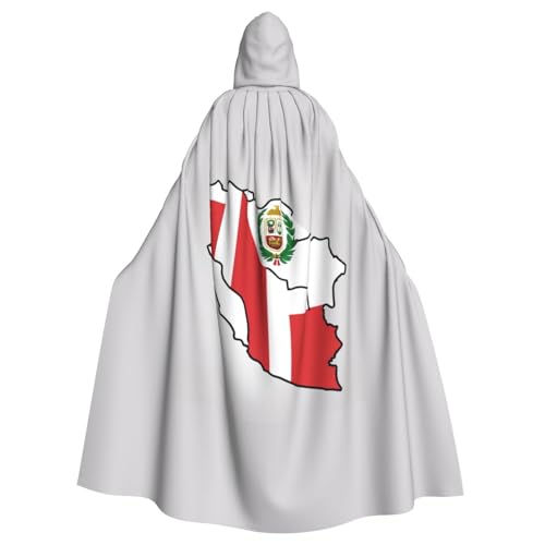 vvhmghda Unisex-Kapuzenmantel mit Peru-Flagge, Map01, Kostüm, Kostümparty, Halloween-Umhang, Motto-Party-Umhang. von vvhmghda