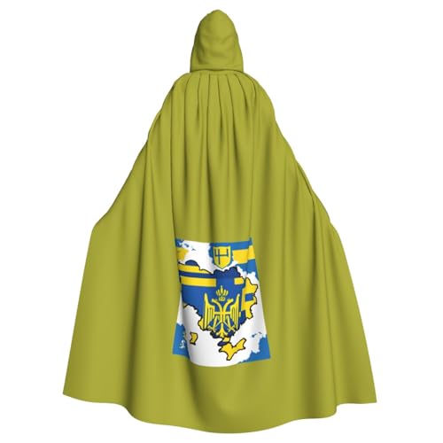 vvhmghda Unisex Umhang mit Ukraine-Flagge, Karte 01, Kapuzenmantel, Kostüm, Party, Halloween, Motto-Party-Umhang. von vvhmghda