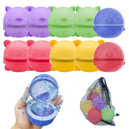 Wasserbomben Wiederverwendbar, 10 Stück Silikon Wasserbomben Selbstschließend, Wasserspielzeug für den Sommer im Freien, Wasserbomben Set Splash Bälle für Kinder, Erwachsene, Strand von waabose