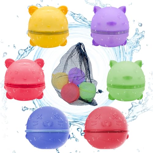 Wasserbomben Wiederverwendbar, 6 Stück Silikon Wasserbomben Selbstschließend, Wasserspielzeug für den Sommer im Freien, Wasserbomben Set Splash Bälle für Kinder, Erwachsene, Strand Wasserbomben Wiederverwendbar, 6 Stück Silikon Wasserbomben Selbstschließend, Wasserspielzeug für den Sommer im Freien, Wasserbomben Set Splash Bälle für Kinder, Erwachsene, Strand von waabose