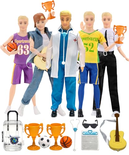 Walenbily 26 pcs Puppen Kleidung Accessoires Set 30cm mehrere Rollenspiele puppenkleidung Enthalten Fußballtrikot, Basketballtrikot für 11.5 Zoll Puppenkleider von walenbily