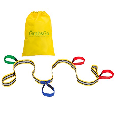 Grab & Go (für 4 Kinder) - Kinder Wandern Seil. Sicherheitsleine für Kinder. Premium Qualität mit kostenlosen Lernspielen für Spaziergänge Broschüre/Anleitung von walkodile