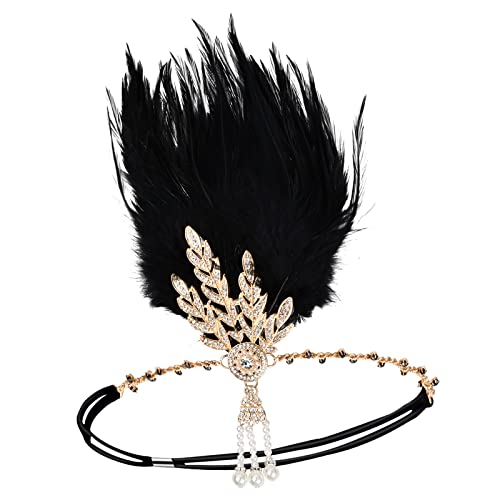 1920s Stirnband Feder Damen Vintage Kostümzubehör 20er Jahre Stil Flapper Charleston Haarband Strass Haarschmuck Stirnbänder für Damen Gatsby Kostüm Accessoires für Hochzeitsfeier Theme Party Schwarz 1920s Stirnband Feder Damen Vintage Kostümzubehör 20er Jahre Stil Flapper Charleston Haarband Strass Haarschmuck Stirnbänder für Damen Gatsby Kostüm Accessoires für Hochzeitsfeier Theme Party Schwarz von wangjiangda