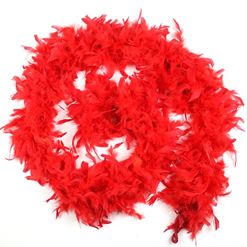 wangruida 1,8 m 90 g Rot Chandelle Feder-Boa Truthahnfedern. für Tanzen Hochzeit Basteln Party Dekoration von wanruida