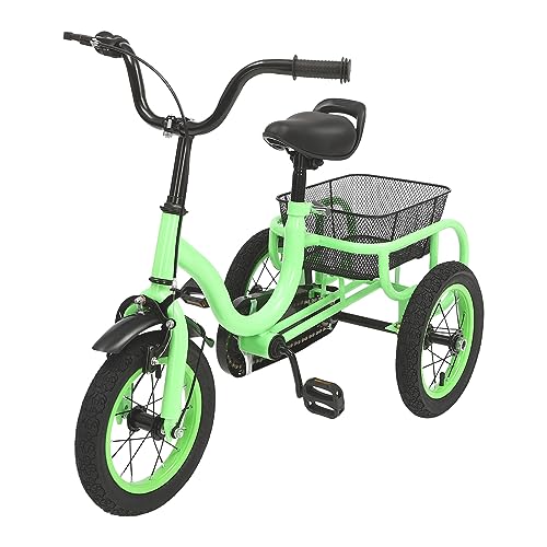 Kinderdreirad, 12 Zoll Räder Kinder Fahrräder 3 Räder Fahrrad mit Großer Korb 30 x 25 x 14cm, Single Speed Dreirad für Kinder für 2 bis 5 Jahre alt, Hellgrün Kinderdreirad, 12 Zoll Räder Kinder Fahrräder 3 Räder Fahrrad mit Großer Korb 30 x 25 x 14cm, Single Speed Dreirad für Kinder für 2 bis 5 Jahre alt, Hellgrün von wanwanper