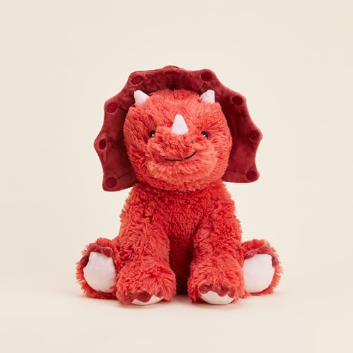 Warmies Triceratops Plüschtier Große Größe, Vollständig Mikrowellengeeignet und Gewichtetes Kuscheltier für Angst, Im Gefrierschrank kühlen oder in der Mikrowelle erwärmen, Weiches Wärmekissen von warmies