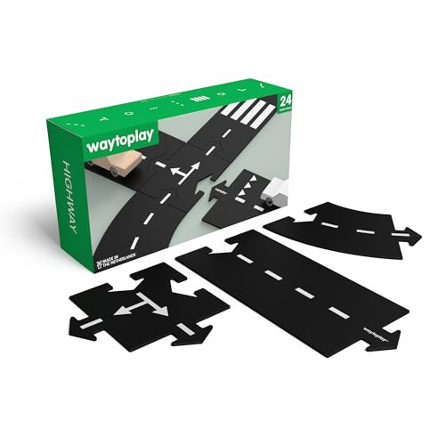 Waytoplay Highway - Die Flexible Spielzeugstraße, 24 st. Spielen Sie mit Ihren Autos drinnen und draußen. Hergestellt in den Niederlanden von waytoplay