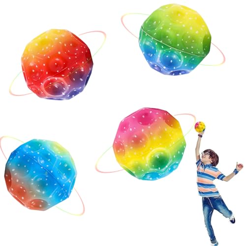 waziwe 4 Stück Astro Jump Ball, Moon Ball, Galaxy Jump Ball, Jump Ball, Spaceballs for Kids Party Gift, Hüpfball für Kinder Im Freien, Springball für Kinder, Interaktives Spielzeug zum Stressabbau von waziwe