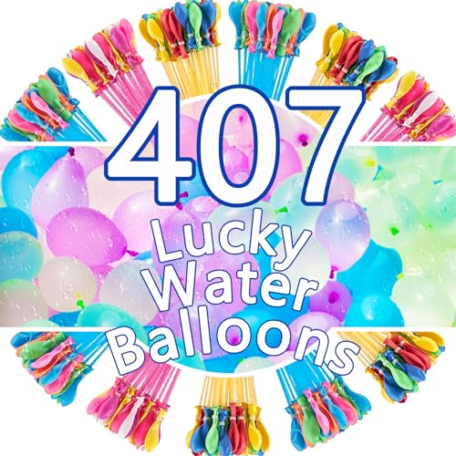 waziwe 407 Bunte Wasserbomben, 5 Sekunden Schnelles Befüllen, Wasserbomben Selbstschließend Ohne Manuelles Verknoten, Wasserballons die Den Ganzen Sommer über für Abkühlung Sorgen von waziwe