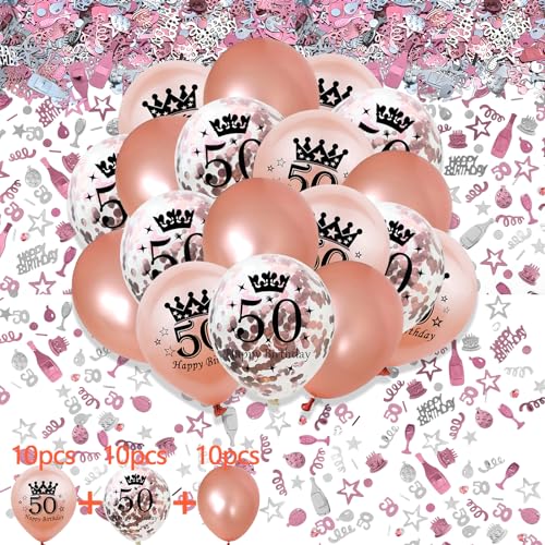 waziwe Geburtstagsdeko Pink, Luftballons 50. Geburtstag Frau Deko, Deko 50 Geburtstag Frau, Konfetti Geburtstag 50 Frau, Luftballons Geburtstag(50), Streudeko Geburtstag Deko Frau von waziwe