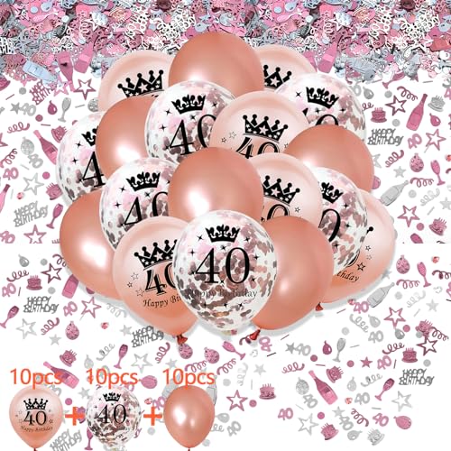 waziwe Luftballon 40 Geburtstag Frau, Deko 40. Geburtstag Frauen, 40. Geburtstag Frauen Deko, Konfetti Geburtstag Deko Frau, Streudeko Geburtstag, Geburtstagsdeko Pink, 40 Geburtstag Luftballon von waziwe