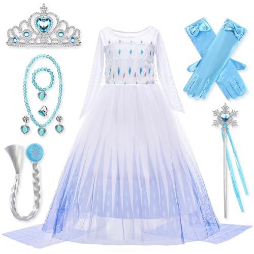 wcnigotker Eiskönigi Elsa Prinzessinnen Kleid für Mädchen, Elsa Kostüm Kinder mit Zubehör, Froze Cosplay Outfit Verkleidung, Geburtstagsfeier Party Set, Froze Set Mädchen Kleidung wcnigotker Eiskönigi Elsa Prinzessinnen Kleid für Mädchen, Elsa Kostüm Kinder mit Zubehör, Froze Cosplay Outfit Verkleidung, Geburtstagsfeier Party Set, Froze Set Mädchen Kleidung von wcnigotker