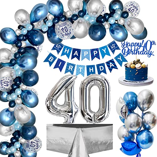40. Geburtstag Deko, Luftballons 40.Geburtstag Männer mit Blau Silber Luftballons 40. Happy Birthday Banner, Folienballon 40.Konfetti Ballon für Männer Frauen Geburtstagsdeko 40 Jahre Mehrweg 40. Geburtstag Deko, Luftballons 40.Geburtstag Männer mit Blau Silber Luftballons 40. Happy Birthday Banner, Folienballon 40.Konfetti Ballon für Männer Frauen Geburtstagsdeko 40 Jahre Mehrweg von weeyin
