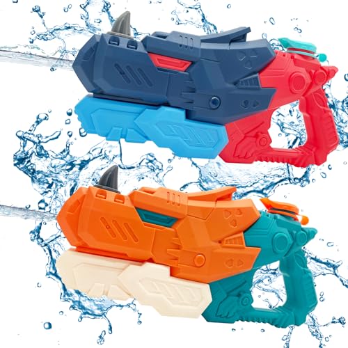 weirtoya 2 Stück Dinosaurier Wasserpistole Kinder&Erwachsene, 640ml Wasserspritzpistole 7-10m Powered Water Gun, Geeignet für Wasserpartys, Poolpartys und Wasserpistolenschlachten von weirtoya