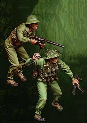 Weizhang 1/35 Die lokale Regierungsarmee im Vietnamkrieg kämpft Resin-Soldatenmodell (2 Personen) unbemalter und selbst zusammengebauter Miniatur-Spleißbausatz-L84U63 von weizhang
