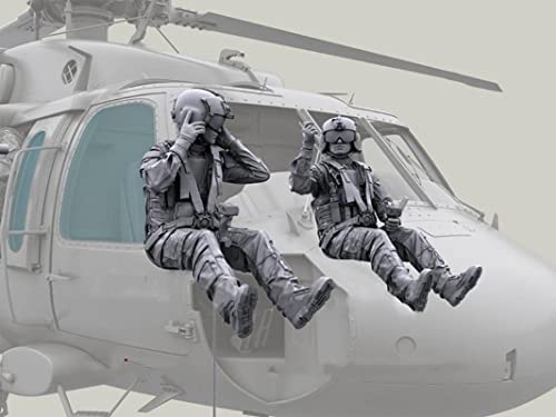 Weizhang 1/35 Helicopter Commando Pilot Harzsoldatenmodellbausatz (2 Personen, kein Flugzeug) unbemalter und selbst zusammengebauter Miniaturbausatz aus Druckguss-K3A846 von weizhang