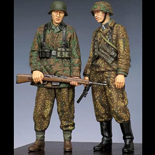 Weizhang 1/35 WWII Soldat Standing Resin Soldier Model Kit (2 Personen, 4 Köpfe) unbemalter und selbst zusammengebauter Druckguss-Miniaturbausatz-T9K65 von weizhang
