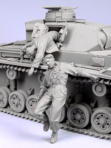 weizhang 1/35 WWII Deutscher Panzersoldat verwundet Resin Soldat Modellbausatz (2 Personen, kein Panzer) unbemalt Selbstmontage Druckguss Miniaturbausatz-N39X72 von weizhang