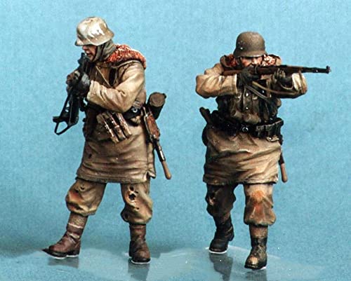 weizhang 1/35 WWII Deutscher Soldat aus Harz Soldatenmodellbausatz (2 Personen) unbemalt und selbst zusammengebauter Miniaturbausatz aus Druckguss-K6A133 von weizhang