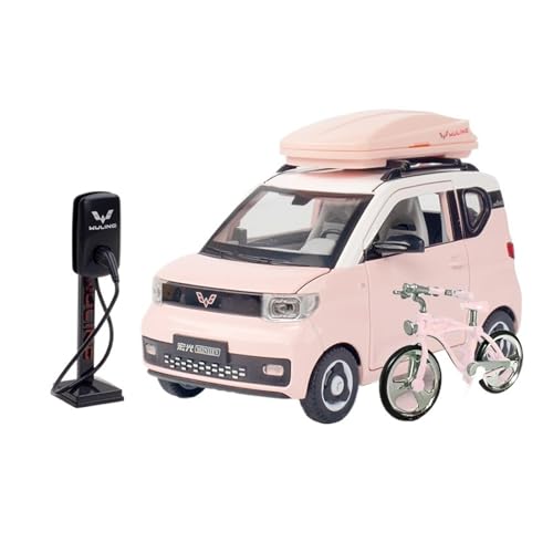 for 1:24 Alloy Wuling Hongguang Mini Original Sound Und Licht Fahrrad Spielzeugautomodell Mit Einer Basis Geeignet for Sammeln Und Als Dekorationsartikel(Pink) von wenjiang