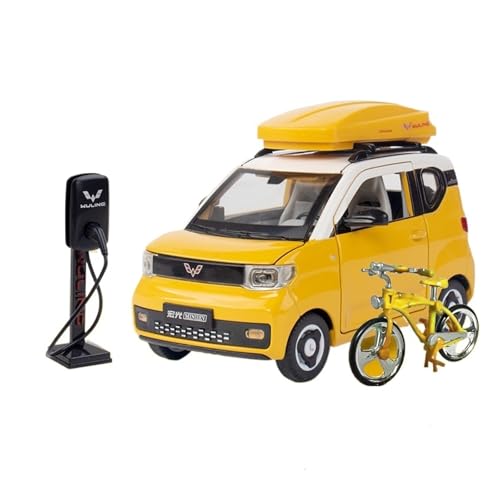 for 1:24 Alloy Wuling Hongguang Mini Original Sound Und Licht Fahrrad Spielzeugautomodell Mit Einer Basis Geeignet for Sammeln Und Als Dekorationsartikel(Yellow) von wenjiang