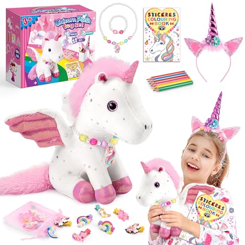 EUCOCO Einhorn Kuscheltier, Geschenke für 3-7 Jahre Mädchen ab 3-8 Jahre Mädchen Bastelset Kinder ab 3-8 Jahre Kuscheltier Einhorn Spielzeug Pferde Mädchen von EUCOCO