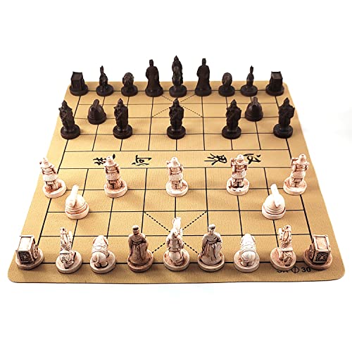weyheng Traditionelles chinesisches Xiangqi tragbares Schach-Set, Reise-Brettspiel-Set mit Harz-Schachfiguren und Lederschachbrett weyheng Traditionelles chinesisches Xiangqi tragbares Schach-Set, Reise-Brettspiel-Set mit Harz-Schachfiguren und Lederschachbrett von weyheng