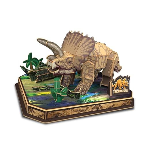 3D Dinosaurier Puzzle Set, Triceratops Modell, 45 Teile Puzzle für Craft Kit für Jungen Geschenk Alter 7+, STEM Spielzeug Geschenke für Kinder von whatstem
