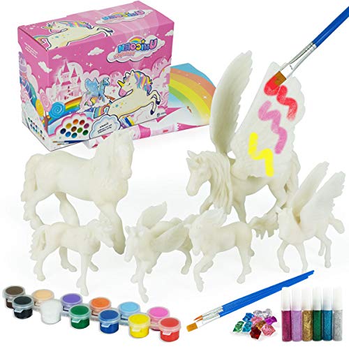 whatstem DIY Malerei Einhorn Kit Kunst und Handwerk Set für Kinder oder Mädchen Dekorieren und Zeichnen 3D Spielzeug für Kinder Geschenk(6 Einhörner) von whatstem