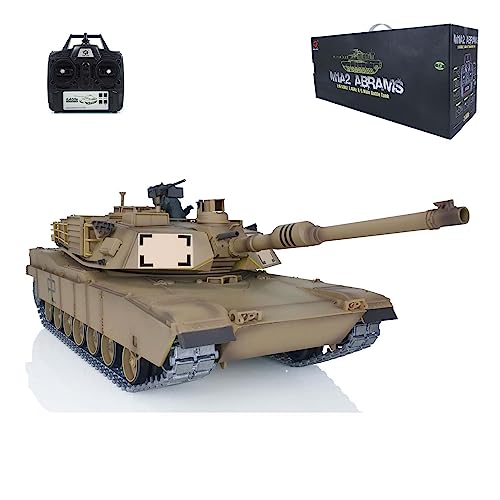 Wheelfun Heng Long Ver M1A2 Abrams RC Panzer 2.4G 1/16 Scale 7.0 Upgraded Metal RTR 3918 340° Rotierender Turm Infrarot Kampf Raucheinheit Gepanzerte BB Shooting Airsoft von wheelfun
