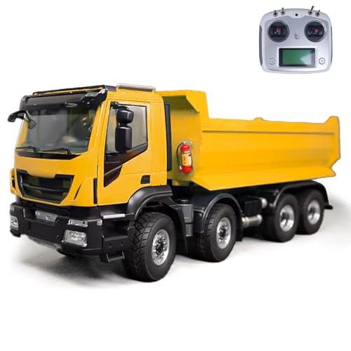 wheelfun 1/14 8X4 Hydraulischer RC Dumper Auto Metall Funksteuerung Kipper LKW Licht Sound Hobby Grade Modell von wheelfun