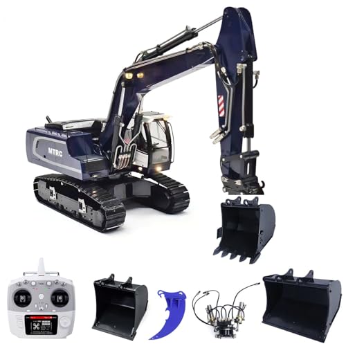 wheelfun 1/14 946 9CH Tracked RC Hydraulischer Bagger, Modell, Metall, neigbar, Eimertrenner Hobby-Modell, Blau von wheelfun